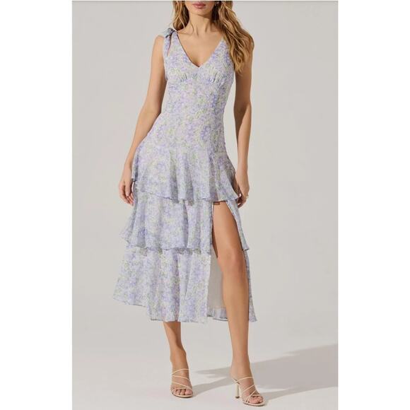 ASTR The Label Tiered Shoulder Tie Dress - Picture 1 of 7